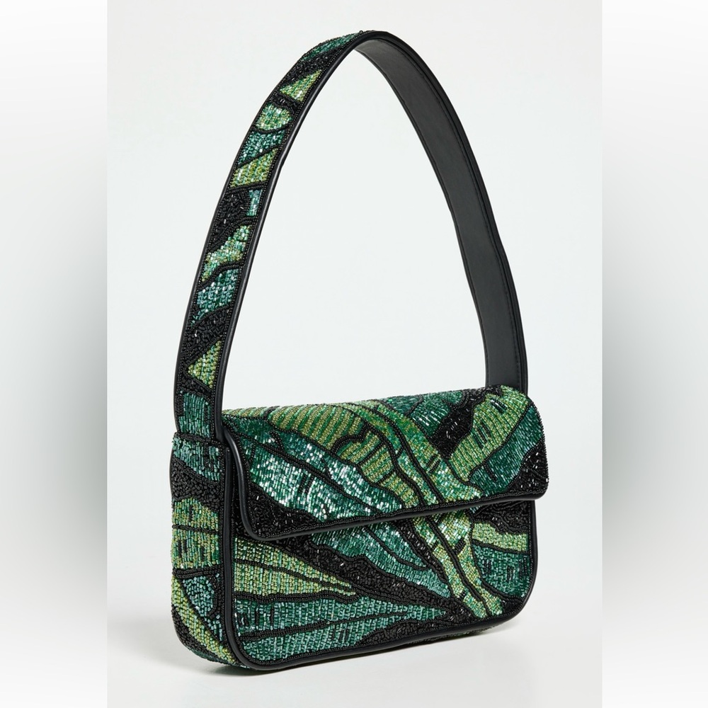 🌺🎉HP🎉🌺 NWOT Staud Beaded Tommy Shoulder Bag Green Palms  🌟 Rare Find 🌟 - Picture 13 of 16